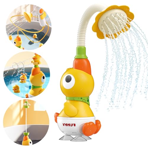 Bade-Spielzeug Set für Kinder, Wasser-Fontäne mit Dusche, Drehendes Enten-Badewannenspiel von Sotodik