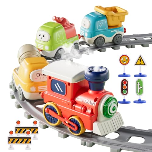 Elektrischer Spielzeugzug Set, Weihnachtszug mit Lokomotive, 3 Wagen & 8 Schienen, mit Sound & Lichtern, Geschenk für Kinder 3-6 Jahre von Sotodik