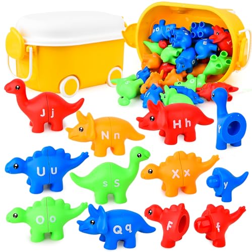 Sotodik Dinosaur Matching Letters Toys 26PCS Double Side ABC Dinosaur Match Alphabet Game for Toddlers,Preschool Educational Montessori Fine Motor Toy for Toddlers Boys Girls-Gift Storage Box von Sotodik