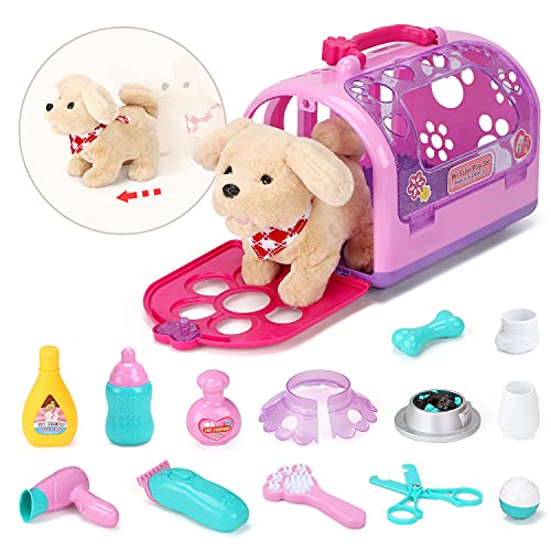 Sotodik Tierarzt Spielset mit Elektronisch Hund Hundesalon Spielzeug Rollenspiel Kinder Tierarzt Spielset Geburtstag Geschenke für Mädchen Junge 2 3 4 5 Jahre (Pink) von Sotodik