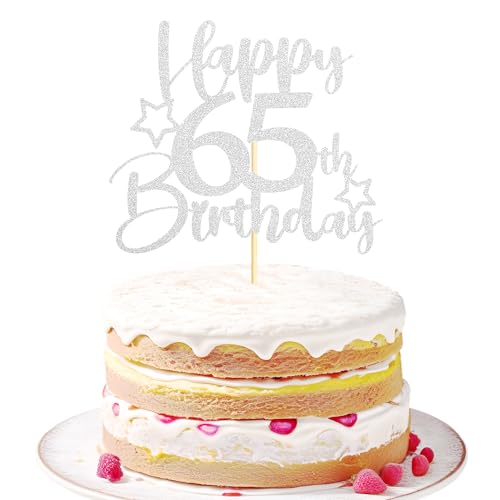 Sotpot 1 Packung 65th Birthday Cake Topper Doppelseitig Silber Glitzer Kuchen Topper mit Stern Muster Kuchen Dekoration für Happy 65th Birthday Party Kuchen Dekorationen Sotpot 1 Packung 65th Birthday Cake Topper Doppelseitig Silber Glitzer Kuchen Topper mit Stern Muster Kuchen Dekoration für Happy 65th Birthday Party Kuchen Dekorationen von Sotpot