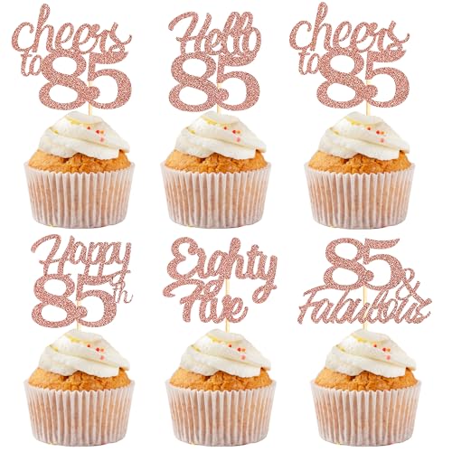 Sotpot Cupcake-Topper "Happy 85th Birthday", Roségold, Glitzer, 85 fabelhafte Prost bis 85, Cupcake-Dekorationen für 85. Geburtstag, Jahrestag, Partyzubehör, 30 Stück Sotpot Cupcake-Topper "Happy 85th Birthday", Roségold, Glitzer, 85 fabelhafte Prost bis 85, Cupcake-Dekorationen für 85. Geburtstag, Jahrestag, Partyzubehör, 30 Stück von Sotpot