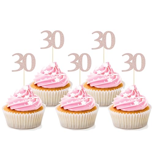 Sotpot Cupcake-Topper zum 30. Geburtstag, Roségold, Glitzer, 30. Geburtstag, Party-Dekoration, 30. Geburtstag Sotpot Cupcake-Topper zum 30. Geburtstag, Roségold, Glitzer, 30. Geburtstag, Party-Dekoration, 30. Geburtstag von Sotpot