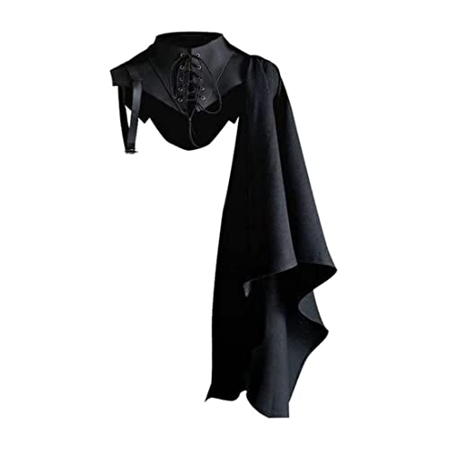 Gothic Kostüm, Männer mittelalterlicher Schal schwarzer Steampunk -Achselzucken Cape Cape Schnürung Cloak Schal Cosplay Party Kostüm Kostüm für Erwachsene, L -Kostüm für Männer von SouiWuzi