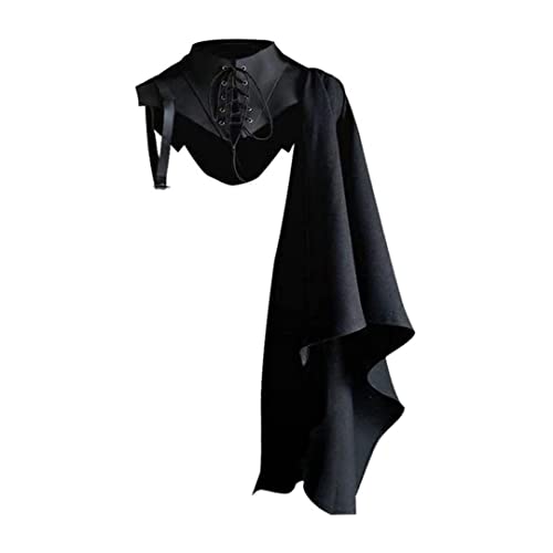 Gothic Kostüm, Männer mittelalterlicher Schal schwarzer Steampunk -Achselzucken Cape Cape Schnürung Cloak Schal Cosplay Party Kostüm Kostüm für Erwachsene, m Kostüm für Männer von SouiWuzi