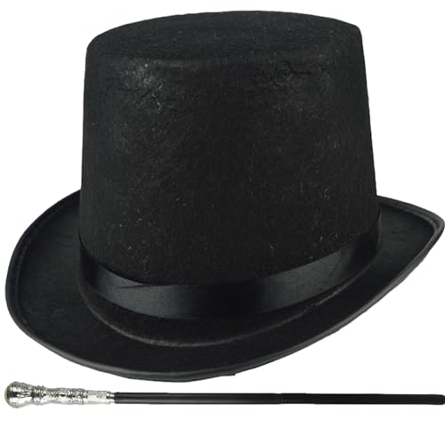 SouiWuzi 2 Teile/satz Zylinder Kostüm Halloween Zylinder & Schwarzer Rohrstock 1920er Jahre Herren Accessoires Für Männer Frauen Magische Leistung, Cosplay, Tanz, Weihnachtsbaum SouiWuzi 2 Teile/satz Zylinder Kostüm Halloween Zylinder & Schwarzer Rohrstock 1920er Jahre Herren Accessoires Für Männer Frauen Magische Leistung, Cosplay, Tanz, Weihnachtsbaum von SouiWuzi