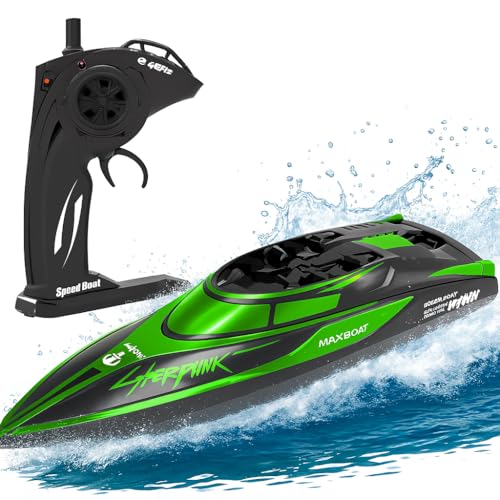Soul & Saints Ferngesteuertes Boot, RC Boot 25 km/h, Rennboot für Pools und Seen, 80m Funkreichweite, 2.4GHz, USB-Ladung, Wasserspielzeug für Kinder und Erwachsene, Farbe Grün Soul & Saints Ferngesteuertes Boot, RC Boot 25 km/h, Rennboot für Pools und Seen, 80m Funkreichweite, 2.4GHz, USB-Ladung, Wasserspielzeug für Kinder und Erwachsene, Farbe Grün von Soul & Saints