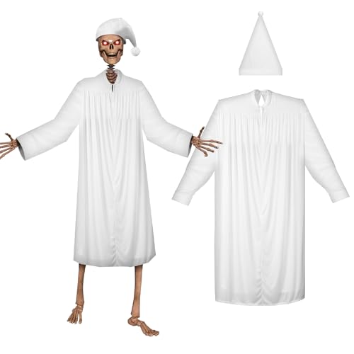 Soulchen Halloween-Skelett-Zubehör, riesiges Pyjama-Kostüm-Set, Halloween-Skelett, Kleidung, Zubehör, Nachthemd, Schlafmütze, Outfit für Garten, Rasen, Outdoor-Dekoration, 2 Stück von Soulchen