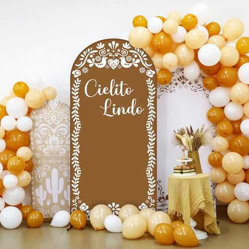 Soulchen Set von 3 Cielito Lindo Bogen Hintergrund Abdeckung mit 200 Luftballons Mexikanische Talavera Hochzeit Geburtstag Party Dekorationen Runde Oberseite Bogen Abdeckung Stoff für Mexiko Party von Soulchen