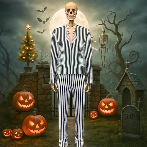 Soulchen Skelett-Kostüm-Set, 3,6 m, Halloween-Jack-Anzug, riesiges Skelett, Kleidung, Zubehör für Halloween, Garten, Rasen, Innen- und Außenbereich, 2 Stück von Soulchen