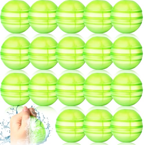 Soulchen Wiederverwendbare Wasserballons, selbstdichtende Silikon-Wasserballons, schnell befüllbare Bälle, Outdoor-Sommer-Spielzeug, Outdoor, Sommer, Pool, Partyzubehör (grün), 18 Stück von Soulchen
