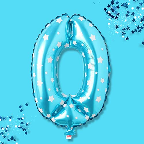 PRESENTORY | Zahlenballon 0 in Blau mit weißen Sternchen | 1 Meter große Folienballons Zahlen 0-9 | Helium-geeignet | Luftballons geeignet für Geburtstage | Geburtstagsdeko für Jungen | Zahl Null von Soulstice