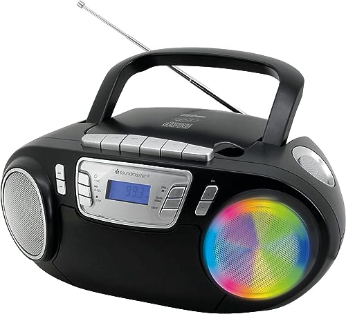Soundmaster SCD5800SW UKW Radio CD MP3 Kassettenrekorder LED USB Mikrofon Karaoke Karaokefunktion Lichteffekte von Soundmaster