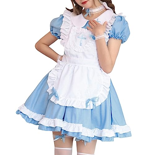 Maid Outfit Cute Lolita Dress Cosplay Anime Costume Sissy Kleidung Crossdresser Halloween Kostüm Maid Dress Kawaii Tanjiro Kleid Sexy Schulmädchen Sexkleider von Soupliebe