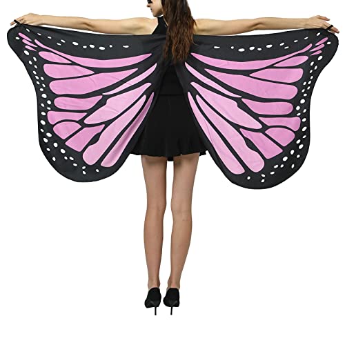 Soupliebe Schmetterling Kostüm Damen Beidseitig Bedruckt Feenflügel für Erwachsene Karneval Schmetterling Umhang Tierkostüm Faschingskostüme Halloween Kostüme für Frauen von Soupliebe
