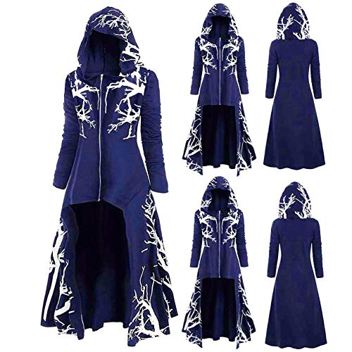 Steampunk Kleid, Gothic Kleid Damen Mittelalter Steampunk Kleidung Halloween Kostüm Renaissance Hexenkleid Mit Kapuze Kleider Medieval Dress Für Karneval Und Cosplay von Soupliebe