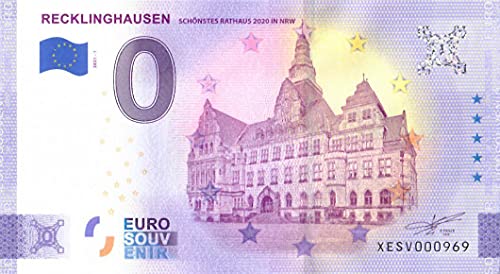 0 Euro Schein Recklinghausen · Schönstes Rathaus 2020 in NRW · Deutschland · Souvenir o Null € Souvenirschein von Souvenir Porz