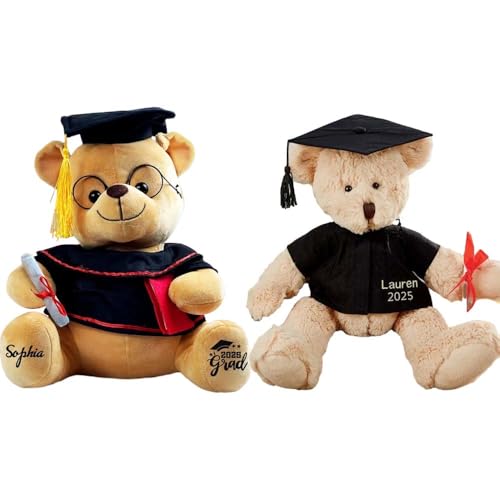 Personalisierte Graduation Geschenke, benutzerdefinierte Gradutaion Bär Klasse von 2025 für sie, ihn, High School, College, niedliche Plüsch gefüllte Tier Dekorationen w Name, Jahr von Soview