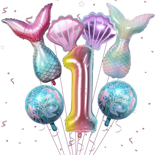 1 Jahre Meerjungfrau Geburtstag Deko,Meerjungfrau Folienballon 1 Jahre,Geburtstagsdeko Mädchen,Mädchen 1 Jahre Geburtstagsdeko,Meerjungfrau Themen Ballons von Sowide