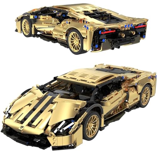 Sowide Golden Supersportwagen Bausteine Sets,1309 Teile 1:14 Drift Auto Bausteine,Sportwagen Spielzeug Modell,Geeignet für Erwachsene und Jugendliche von Sowide
