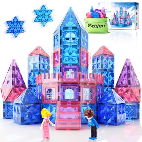 Soyee Magnetische Magnetische Bausteine​​– Frozen-Prinzessinnenspielzeug für 3-8-jährige Mädchen und Jungen – Geburtstags-Magnetbausteine Spielzeug Ab 3 Jahren von Soyee