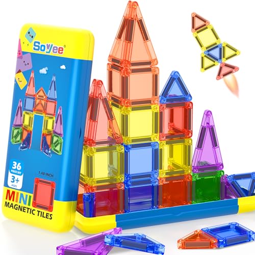 Soyee Mini-Magnetfliesen, Reisespielzeug für Kleinkinder mit Metalldose, tragbares STEM-Bauspielzeug für Kinder für Jungen und Mädchen im Alter von 3, 4, 5, 6, 7 und 8 Jahren und Geburtstagsgeschenke Soyee Mini-Magnetfliesen, Reisespielzeug für Kleinkinder mit Metalldose, tragbares STEM-Bauspielzeug für Kinder für Jungen und Mädchen im Alter von 3, 4, 5, 6, 7 und 8 Jahren und Geburtstagsgeschenke von Soyee