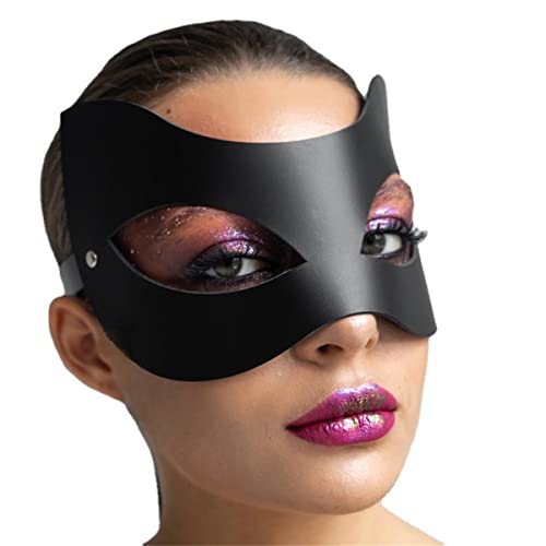 Leder Masken Frauen Sexy PU Leder Half Face Maskerade Maske Halloween Cosplay Gesichtsabdeckung MK-04 von SpaRcz