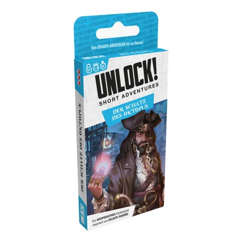 Asmodee, Unlock! Short Adventures – Der Schatz des Oktopus, Familienspiel, Rätselspiel, 1-6 Spieler, Ab 10+ Jahren, 30 Minuten, Deutsch von Space Cowboys