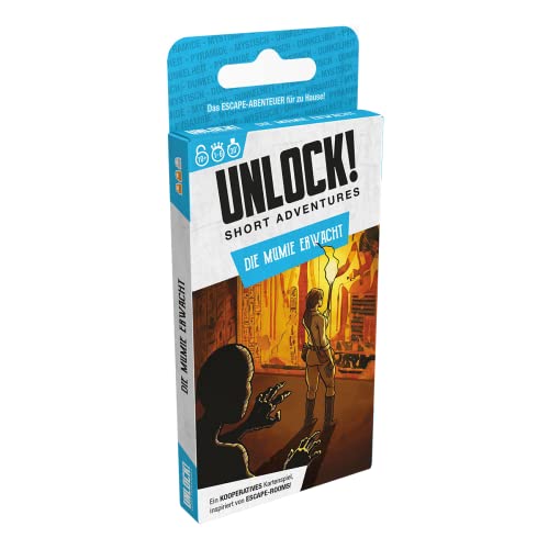 Asmodee, Unlock! Short Adventures – Die Mumie erwacht, Familienspiel, Rätselspiel, 1-6 Spieler, Ab 10+ Jahren, 30 Minuten, Deutsch von Space Cowboys