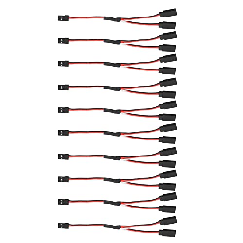 Spacnana 10 Stücke 3 Räume Servieren den 3 -Pin -Verlängerungskabelstift für die Futaba und JR Servos RC für Herrendrahtanschlussplatten. (Y-förmiges 150-mm-weibliches Paar Doppelmännchen) von Spacnana