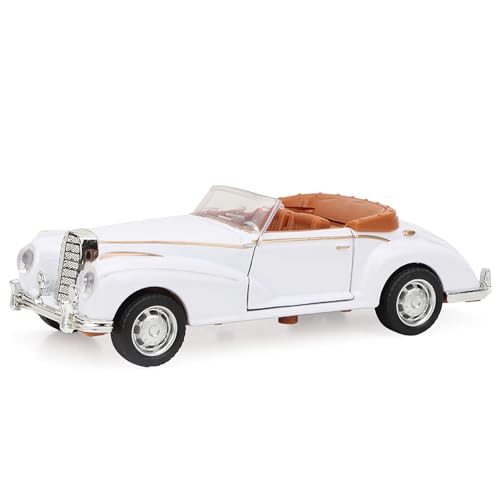 Spacnana Dascast Toy Car Car Model Alloy Classic Roadster mit Musiklichtern für Im Alter von 3+ Interaktives Spiele-Auge-Koordinationstraining (White) von Spacnana