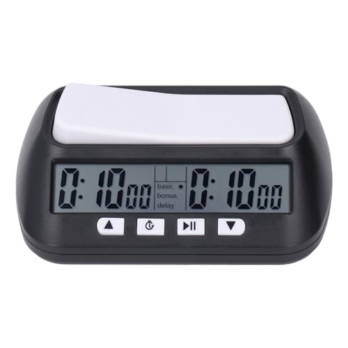 Spacnana Digital Chess Timer Portable Clear Display Chess Clock mit Bonusverzögerung Byoyomi Move Zählungen Funktionen für Gameplay (Black) von Spacnana