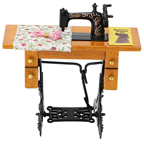 Spacnana Vintage Miniaturnähmaschine, Glatte Oberfläche mit Mini -Nähmaschinenspielzeug für 1:12 Puppenhaus -Puppenzubehör von Spacnana