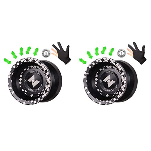 Spactz 2 x nicht reagierende Light Chaser X3 Wettbewerbsjo, Legierungs-Yoyo für Anfänger und Übungs-Tricks mit Handschuh und Saiten Spactz 2 x nicht reagierende Light Chaser X3 Wettbewerbsjo, Legierungs-Yoyo für Anfänger und Übungs-Tricks mit Handschuh und Saiten von Spactz
