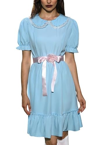 Halloween Damen Twin Cosplay Kleid Kostüm Blau Sweet Lolita Kleid Gruseliges Kostüm XL von Spadehill