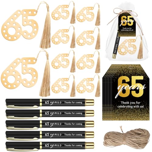 Spakon 25-teiliges Partygeschenk zum 65. Geburtstag, Gastgeschenk, goldenes Geburtstags-Lesezeichen, Danke für das Kommen, Stift mit Etikett Spakon 25-teiliges Partygeschenk zum 65. Geburtstag, Gastgeschenk, goldenes Geburtstags-Lesezeichen, Danke für das Kommen, Stift mit Etikett von Spakon