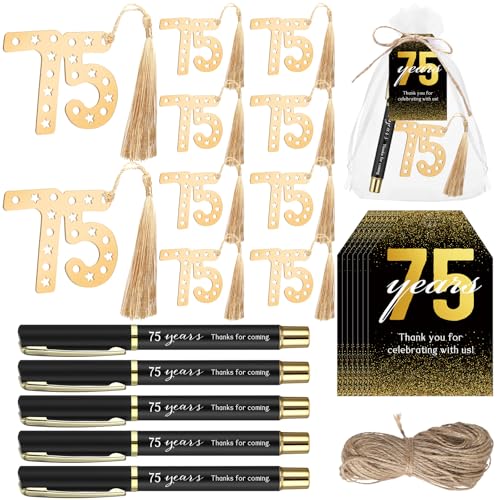 Spakon 25-teiliges Partygeschenk zum 75. Geburtstag, Gastgeschenk, goldenes Geburtstags-Lesezeichen, Danke für das Kommen, Stift mit Etikett Spakon 25-teiliges Partygeschenk zum 75. Geburtstag, Gastgeschenk, goldenes Geburtstags-Lesezeichen, Danke für das Kommen, Stift mit Etikett von Spakon