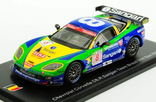 Modell Scala Spark Modell kompatibel mit Con Chevrolet Corvette C6 R N.8 24 H-SPA 2009 Bernoldi-Streit-Massen 1:43 Modell Maßstab 100SPA22 241217 von Spark