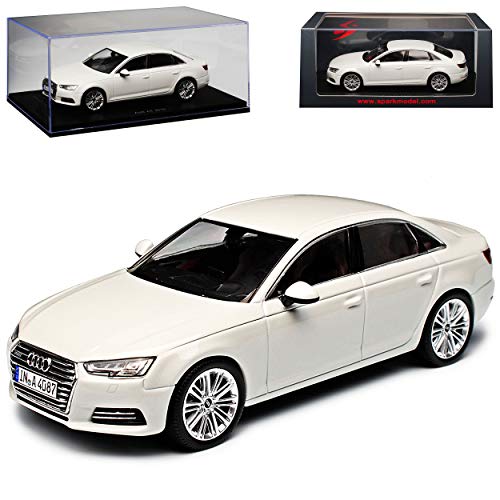 Spark A-U-D-I A4 B9 Limousine Weiss Ab 2015 1/43 Modell Auto mit individiuellem Wunschkennzeichen von Spark