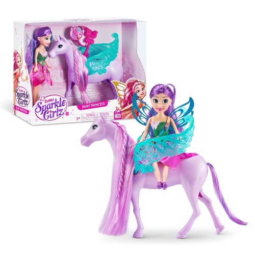 Sparkle Girlz 100413 Fairy Princess Puppenset Sammelbare Modepuppe, Einhorn Spielzeug, Lila, Small von Sparkle Girlz