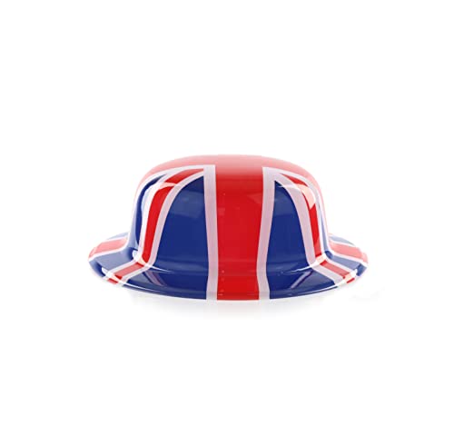 Union Jack Bowler Hut – 10 Stück – Kunststoff Bowler Hut mit Union Jack Flagge Design – König Krönung Street Party Zubehör von Sparkles Partyware