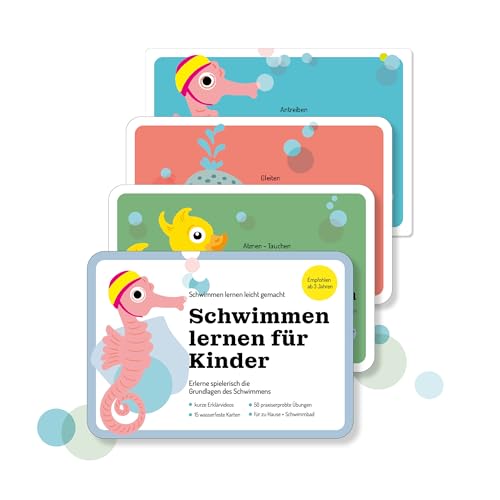 Kinder Schwimmen beibringen - mit wasserfesten Karten Kinder Schwimmen Lernen - Spass im Wasser - 15er Set: Seepferdchen - ohne Tattoos von Spass im Wasser