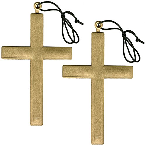 Spassprofi 2 goldene Kreuze für Kirchenkostüme wie Papst Mönch Kardinal Priester Kirche Kreuz Gold von Spassprofi