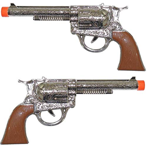2 x Cowboy Pistole Spielzeugpistole Pistolen für Kostüm Polizist Gangster Revolver von Spassprofi