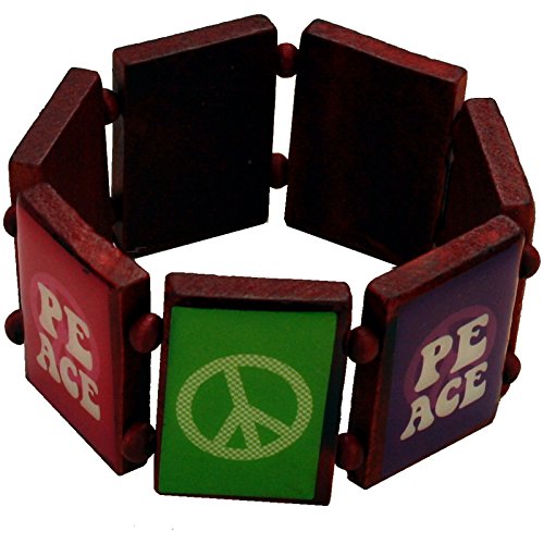 Spassprofi Armband Peace Holzarmband mit Gummizug 70er Jahre Hippie Accessoire Spassprofi Armband Peace Holzarmband mit Gummizug 70er Jahre Hippie Accessoire von Spassprofi