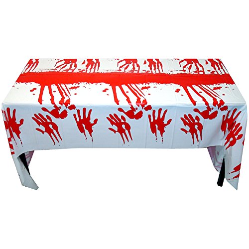 Spassprofi Horror Tischdecke mit Blut + blutigen Händen ca. 2,72 x 1,40m Halloween Deko von Spassprofi