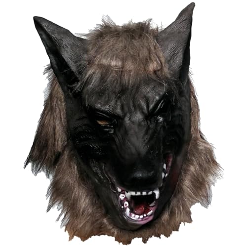 Wolfsmaske Maske Wolf Wolfmaske Vollmaske Tiermaske Fasching Karnevalsmaske von Spassprofi