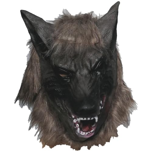 Wolfsmaske Maske Wolf Wolfmaske Vollmaske Tiermaske Fasching Karnevalsmaske von Spassprofi