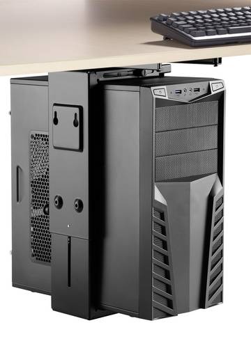 SpeaKa Professional PC Halterung Untertisch, Vertikal SP-6353552 Schwarz Belastbar bis=10kg von SpeaKa Professional