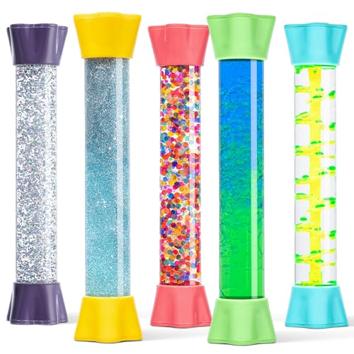 Special Supplies Liquid Motion Bubbler Spielzeug, coole Röhren, 5er-Pack, bunte Sanduhr-Timer mit Tröpfchenbewegung, Schlafzimmer, sensorisches Spiel für Zuhause oder Schule (Stil 1) von Special Supplies